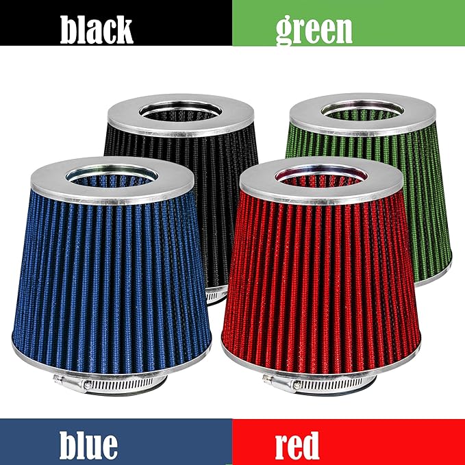 Mortar Aftermarket Auto Air Filter Replacement - Car Enthusiast Class Universal Cold Air Intake Gulps in More Air for More Engine Power & Passionate Induction Sound, 2.5 In, Blue
