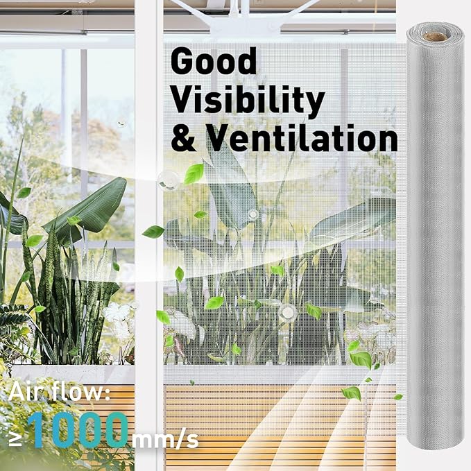 304 Stainless Steel Mesh Window Screen Roll, 47IN x 16FT Silver Metal Window Screen Replacement,Window Screen Mesh for Window,Door,Patio,Pet,Vent,Filter,Porch,Cage and DIY Project (22 Mesh)