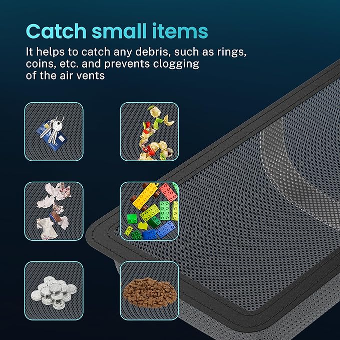 4 Pack Floor Register Cover Trap, HG Power 4 x 12 Inch Floor Vent Screen Net, Nylon Fabric Mesh Air Vent Filter for Home Floor, Catches Coins, Toys, Snacks, Pet Hair, Pet Food(4 Pcs Grey)