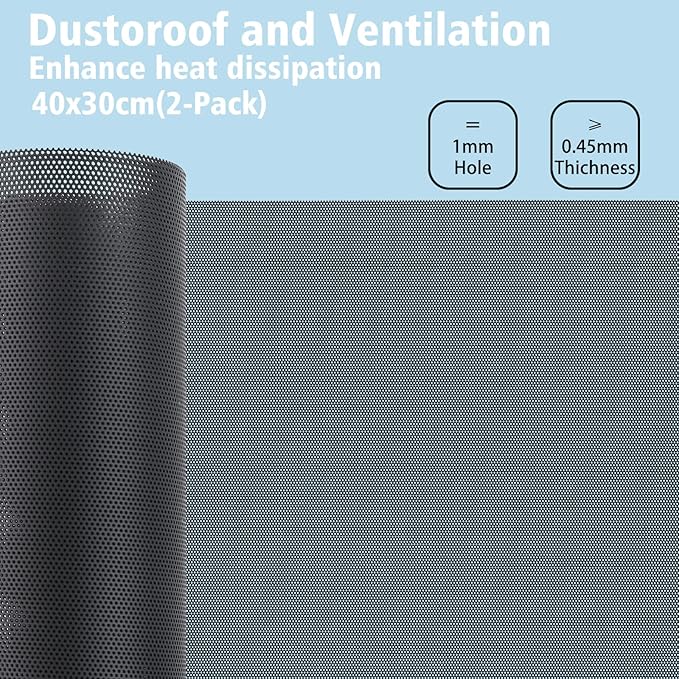 [4 Pack] 400x300mm DIY PC Case Dust Mesh Filter, PVC Dustproof Mesh Filter Cover with Magnetic Strip for Computer PC Case