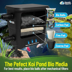 Aquatic Experts 1.5" Large Bio Balls for Ponds – Biological Filter Media for Waterfalls & Outdoor Pond Filters, Treats Up to 6,600 Gallons (2000 Count Bulk Box + Six 14" x 20" Mesh Bags)