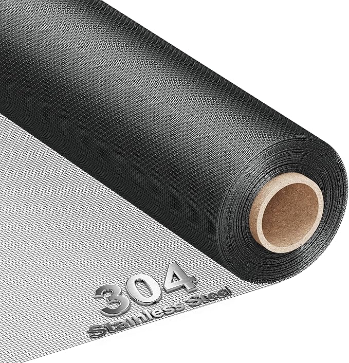 MAGZO 304 Stainless Steel Mesh Screen Roll 47in x 16.4ft - 22 Mesh Pet Proof Metal Window Screen Replacement, Screen Door Mesh for Patio,Porch,Pet,Cage,Vent Cover,Filter,Gutter Guard,Rodent Protection