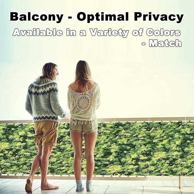 Privacy Fence Screen 3.6' x 32.8' Durable and UV Resistant Patio Privacy Screens for Balcony, Included Cable Ties Customized size for Patio, Backyard, Porch, Railing Shield, Green Leaf Pattern