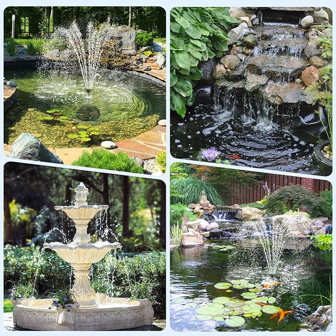 POPOSOAP Pond Filter with 55W Solar Fountain Pump, Solar Pond Filter with 580GPH Pump & Fountain Kit – Outdoor Filter Box with 6.6FT PVC Tubing, Perfect for Koi Ponds, Waterfalls, Water Features