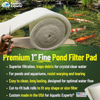 Classic Koi Pond Filter Pad FINE - White Bulk Roll Pond Filter Media, Ultra-Durable Pond Filters for Outdoor Ponds, Reusable Fish Pond Filter Material, USA (3/4" - 1" x 12" x 12 feet)