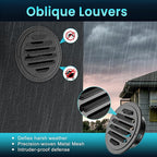 HG Power Stainless Steel Soffit Vents 4 Inch, Black Round Vent Cover with Screen Mesh, Louver Soffit Exhaust Vent for Wall Garage, Kitchen, Attic & House Ventilation, 98mm Diameter