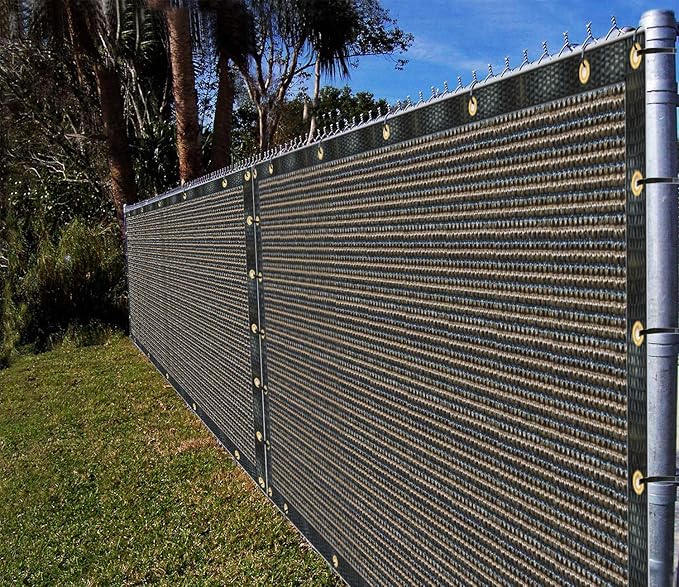 Ifenceview 6'x1' to 6'x100' Brown Shade Cloth Panels Fence Privacy Screen Fabric Mesh Net for Construction Site Yard Driveway Garden Railing Pool Balcony Canopy Awning 160 GSM (6' x 98')