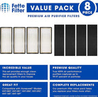 Fette Filter - Air Purifier Filter Compatible with Honeywell HEPAClean Air Purifier Replacement Filter C Pack of 4 HEPA + 4 Pre-Filters for Models HHT-080, HHT-081, HHT-085, HHT-090, HHT-145, HHT-149