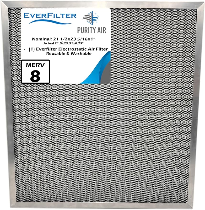 21 1/2x23 5/16x1 Electro-static Air Filter (1-Ct) AC Furnace Filter, Reusable & Washable 4-Stage Electrostatic Filter for Residential and Commerical (Actual Size: 21 1/2 x 23 5/16 x 0.75")
