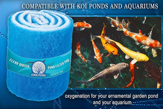 Premium Koi Pond Filter Media Roll - High-Efficiency Pond Filters for Outdoor Ponds, Reusable Fish Pond Filter Material, Made in USA (PRO - Blue - 8ft)