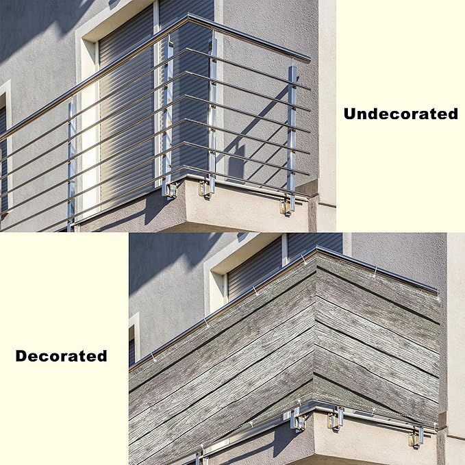 Privacy Fence Screen 2.6' x 49.2' Durable UV-Resistant Patio Privacy Screens for Balcony, with Grommets, for Pergola Balcony Porch Carport Deck Window, Floor Pattern