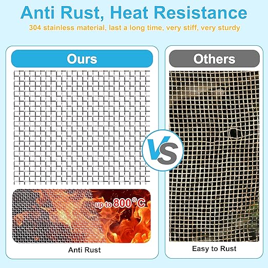8 Pcs 13x9 (33cmx23cm) 20 Mesh 304 Stainless Steel Wire Mesh Sheet, Rustproof Metal Mesh Sheet Screen for DIY Crafts, Vent Covers, Garden Fencing, Window Protection & Industrial Filters