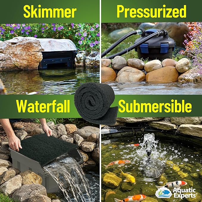 Aquatic Experts Classic Koi Pond Filter Pad COARSE – Bulk Roll Pond Filter Media, Rigid Ultra-Durable Latex Coated Fish Pond Filter Material US (24" x 56", Coarse (Black))