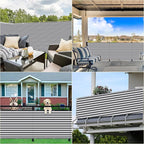 Balcony Privacy Screen 4.3' x 23' Durable UV-Resistant Outdoor Privacy Screen, Includes Cable Ties for Pergola Balcony Porch Carport Deck Window, Gray Stripes