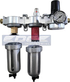 Three Stage Air Drying System - Air Particulate Filter, 0.01 Micron Coalescing Filter & Air Pressure Regulator Modular Combo Semi Automatic Drain, Poly Bowl (1/4" NPT)