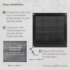 Vent Systems 10" x 10" Inch (Opening Dimensions) Plastic Black Soffit Vent Cover - Flat Square Air Vent Grille - Air Vent Deflector - HVAC 12" x 12" Inch (Overall Dimensions)