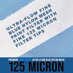 TCP Global - 125 Micron Filter Tips Ultra-Fine Paint Strainer (250 Pack) - Pure Blue Nylon Mesh Cone Strainer - Paint Filter Cones for Auto, House & Hobby