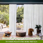 RYB HOME 2 Panels Porch Screen Mesh Outdoor Curtains Lightweight Mosquito Netting for Patio Gazebo Pool Hut Bug Garden Netting Size Adjustable, White, 118 inches Wide x 84 inches Long