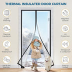 Magnetic Thermal Insulated Door Curtain - Fit Door Size 36x80 Inch Waterproof Bubble Wrap Door Cover Light Filtering Screen Door, Keep Warm in Winter Cool in Summer, Kid & Pet Friendly