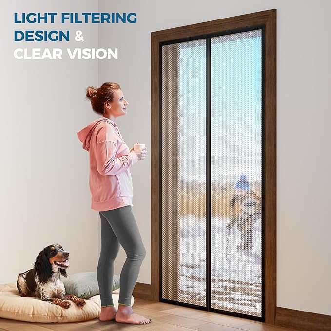 Magnetic Thermal Insulated Door Curtain - Fit Door Size 36x82 Inch Waterproof Bubble Wrap Door Cover Light Filtering Screen Door, Keep Warm in Winter Cool in Summer, Kid & Pet Friendly