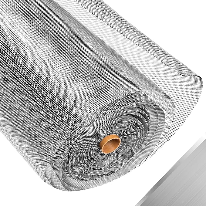 304 Stainless Steel Mesh Window Screen Roll,35IN x 16FT Silver Metal Window Screen Replacement,Window Screen Mesh for Window,Door,Patio,Pet,Vent,Filter,Porch,Cage and DIY Project (22 Mesh)