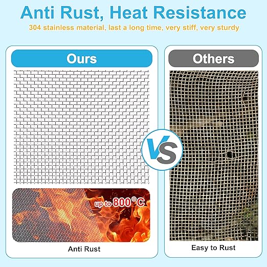 16 Pcs 13x9 (33cmx23cm) 20 Mesh 304 Stainless Steel Wire Mesh Sheet, Rustproof Metal Mesh Sheet Screen for DIY Crafts, Vent Covers, Garden Fencing, Window Protection & Industrial Filters