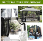 RYB HOME 2 Panels Porch Screen Mesh Outdoor Curtains Lightweight Mosquito Netting for Patio Gazebo Pool Hut Bug Netting Size Adjustable, Black, 118 inches Wide x 120 inches Long