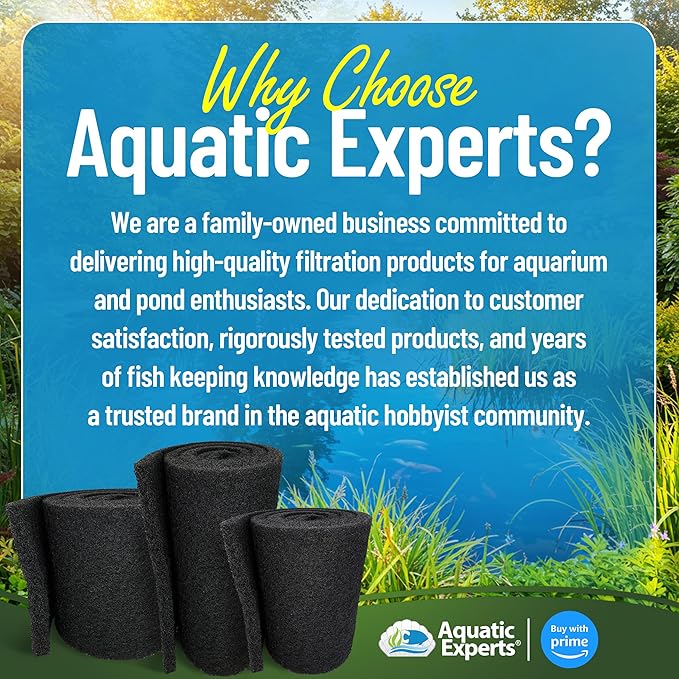 Aquatic Experts Classic Koi Pond Filter Pad COARSE – Bulk Roll Pond Filter Media, Rigid Ultra-Durable Latex Coated Fish Pond Filter Material US (12" x 72", Coarse (Black))