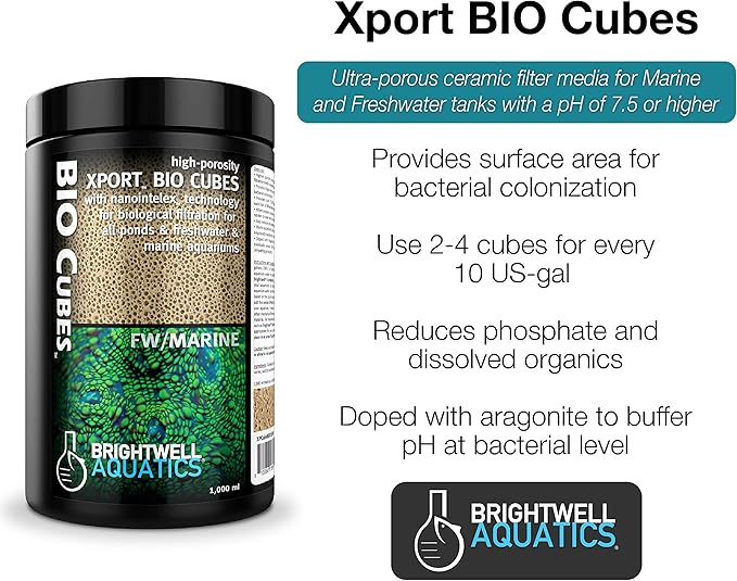 Brightwell Aquatics Xport BIO Cubes - Ultra-Porous Biological Filter Media for Filtration in Marine and Freshwater Aquariums, XPCubeBIO20L