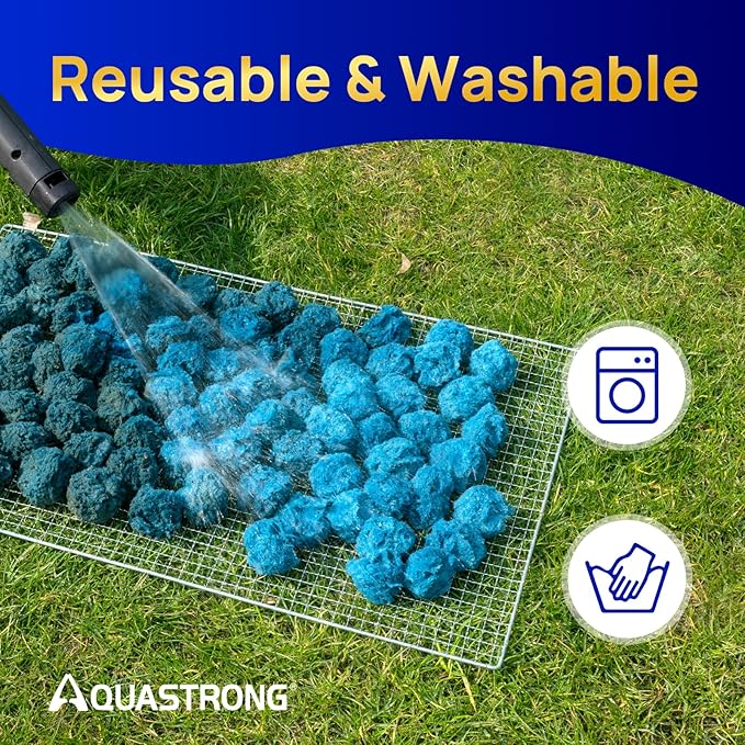 AQUASTRONG Pool Filter Balls for Sand Filter Pump, 5.5 lbs Reusable Sand Filter Balls (Replaces 200 lbs Pool Filter Sand), Efficient Blue Filter Balls for Swimming Pools, Filter Pumps, Aquariums