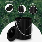 Utopia Kitchen Compost Bin for Kitchen Countertop, 1.3 Gallon Compost Bucket for Kitchen with Lid, Includes 1 Spare Charcoal Filter (Black)