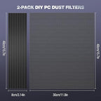 MoKo 400x300mm DIY PC Case Dust Mesh Filter, [2 Pack] PVC Dustproof Magnetic Dust Filter Cover, PC Mesh Grill with Magnetic Frame Strip Computer Cooler Fan Dust Filter for Computer PC Case, Black