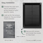Vent Systems 5.5" x 8" Inch (Opening Dimensions) - Pack of 2 - Plastic Black Soffit Vent Cover - Flat Rectangular Air Vent Grille - Air Vent Deflector - HVAC 7" x 10" Inch (Overall Dimensions)