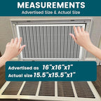 16x16x1 Air Filter-MERV 8, Washable & Reusable Electrostatic Air Filter, AC/HVAC Furnace Filter, Lasts a Lifetime, Permanent Filter, Breathe FresherHome And Office Actual Size:15.5x15.5x0.86Inch
