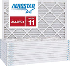 Aerostar 20x22.25x1 MERV 11 Air Filter, Pleated AC Furnace HVAC Filters (19.875x22.25x0.75), for Allergies Asthma Dust Pet Dander Smoke Bacteria Viruses, MPR 1500 FPR 10, USA, 12 Pack