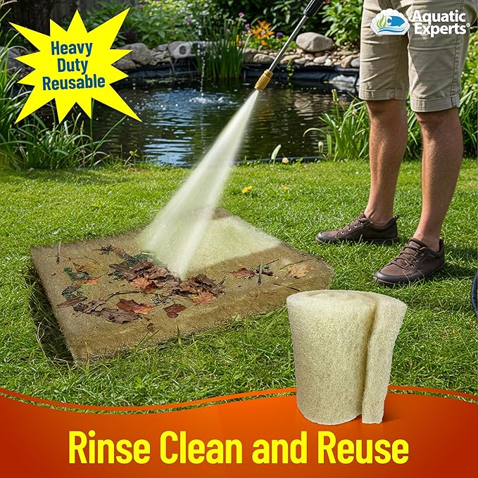 Aquatic Experts Cream COARSE Pond Filter Pad - 2 inch Thick - Bulk Roll Water Garden Filter Pond Media - Made in USA (12 inch by 72 inch)