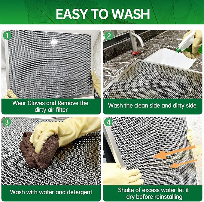12x24x1 Air Filter Electrostatic Filter Reusable Washable HVAC AC Furnace Filter,MERV 8,Lasts a Lifetime, Healthier Home or Office(Actual Size:11.38x23.35x0.8 Inch)