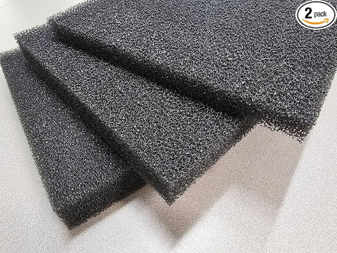 10 ppi Reticulated Sponge Black Regicell Automotive Air Filter, Noise Suppression Filtration, Speaker Foam Size: (2PCS) 54" x 36" x 1" Thick