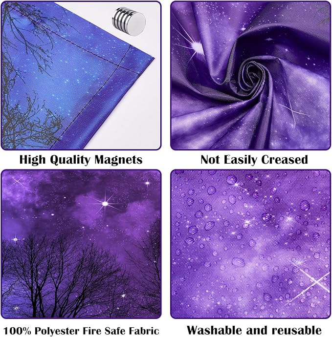 4 Pcs Fluorescent Light Covers - Classroom, Office 4 x 2 Feet Flame Retardant Magnetic Covers for Ceiling Lights Filters (Forests & Starry Sky)