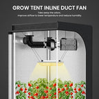 InfiniPower 4 Inch 195 CFM Inline Ventilation Fan 4" Air Carbon Filter, 4" 8 Feet Black Ducting and Rope Hanger, Combo for Grow Tent, Greenhouse, Kitchen