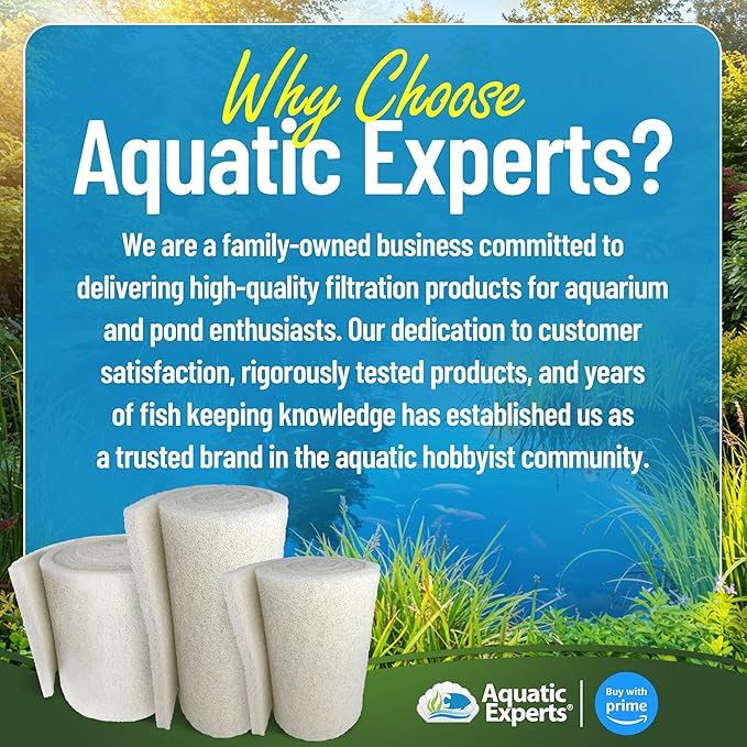 Classic Koi Pond Filter Pad FINE - White Bulk Roll Pond Filter Media, Ultra-Durable Pond Filters for Outdoor Ponds, Reusable Fish Pond Filter Material, USA, Aquatic Experts (3/4" - 1" x 12" x 72")