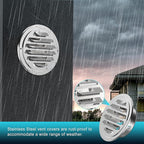 Stainless Steel Soffit Vents 4 Inch, HG Power Round Vent Cover with Screen Mesh, Louver Air Vent Hood for Wall, Ceiling Mount, Bathroom, Garage, Attic Ventilation, Silver