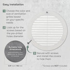 Vent Systems 6" Inch (Opening Dimensions) - Pack of 100 - White Soffit Vent Cover - Plastic Round Air Vent Grille - Built-in Mesh Screen - HVAC Register Louver for Bathroom, Home, Kitchen