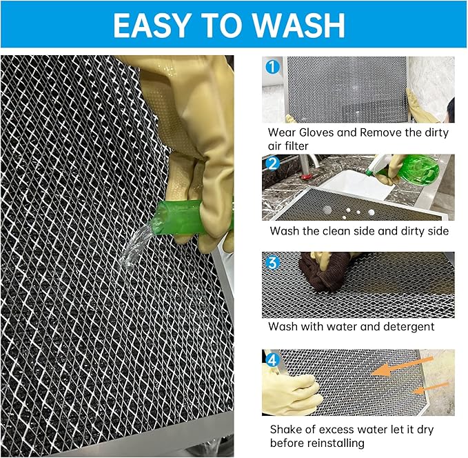 UBeesize 16x24x1 Air Filter HVAC AC Furnace Filter,MERV 8,Reusable Washable, Lasts a Lifetime,Permanent Air Filter,Breathe Fresher,Home And Office(Actual Size:15.67x23.74x0.8Inch)