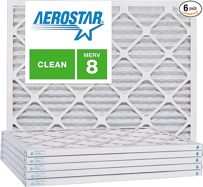 Aerostar 22x28x1 MERV 8, Pleated Air Filter, 22x28x1, Box of 6, Made in the USA
