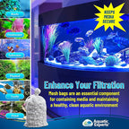 Aquatic Experts High Flow Filter Media Bag - Durable Filter Bags for Fish Tank, Secure Aquarium Media Bag with Drawstring, Media Bags for Aquarium and Pond, High Flow (White), 5" x 9" - 4 Pack