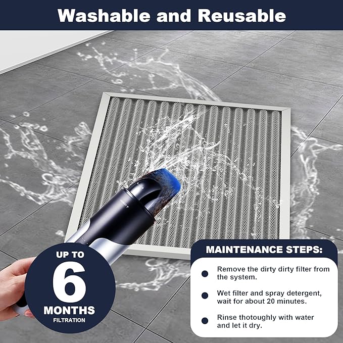 16x25x1 Reusable Air Filter, Electrostatic, Washable Lasts a Lifetime, Breathe Fresher Air in Home and Office HVAC AC Furnace Systems, Merv 8 (Actual Size: 15.5x24.65x0.82 Inch)