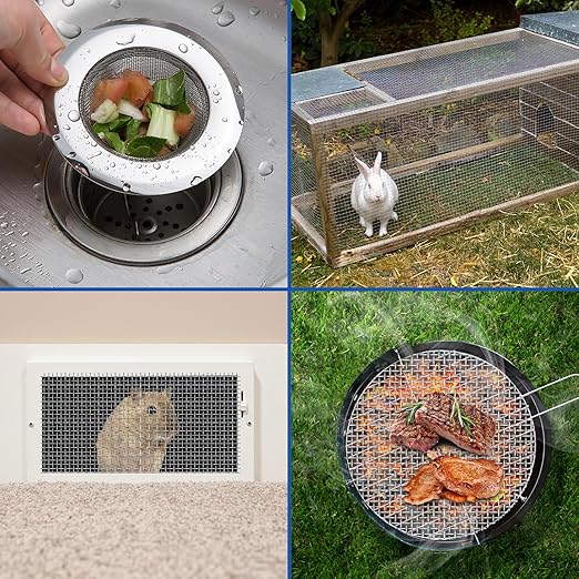 30 Mesh 304 Stainless Steel Mesh Screen, 15.7'' x 142''(40cm x 360cm) Wire Screen Mesh, Rust Free Woven Wire Mesh, Metal Mesh Screen for Air Vents, Window Screen, Filters, Garden Covers