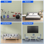 20 Pack Acoustic Panels with Self Adhesive, 12" X 12" X 0.4" High Density Sound Proof Foam Panels for Walls, Soundproof Wall Panels, Brick Sound Absorbing Panels for Home Studio Office Decor - Sage